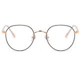 Model 22081 round metal optical frame acetate temple